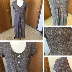Calf Length Modest Smokey Purple Floral Vtg 80's